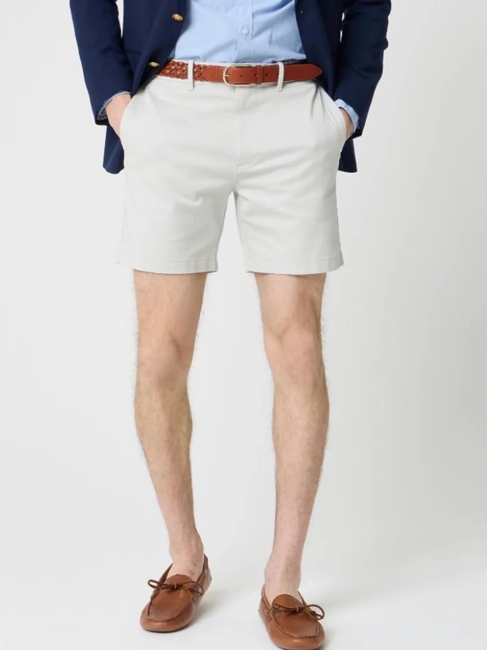 J. Crew Chino Shorts Flat-Front Cotton Blend Mens Size 30